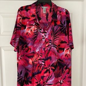 Tropical button down blouse. All season.